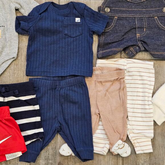Newborn Baby Boy Clothes Lot of 14 Mixed Styles Pajamas One Piece Pants Bundle - Picture 5 of 8
